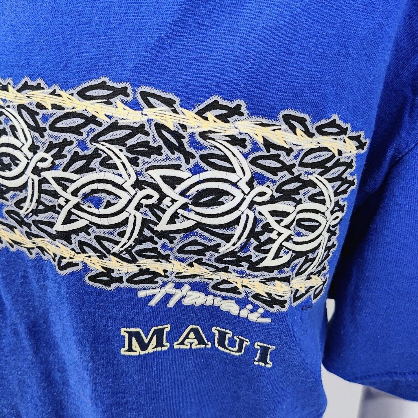 Vintage 1990s Made in USA Hawaii Maui Tribal Band Graphic T-Shirt (Large)