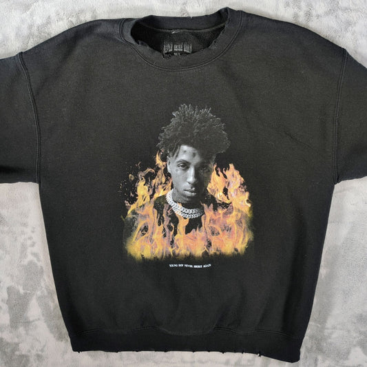 YoungBoy Never Broke Again (NBA YoungBoy) Distressed Black Sweatshirt (M/L)