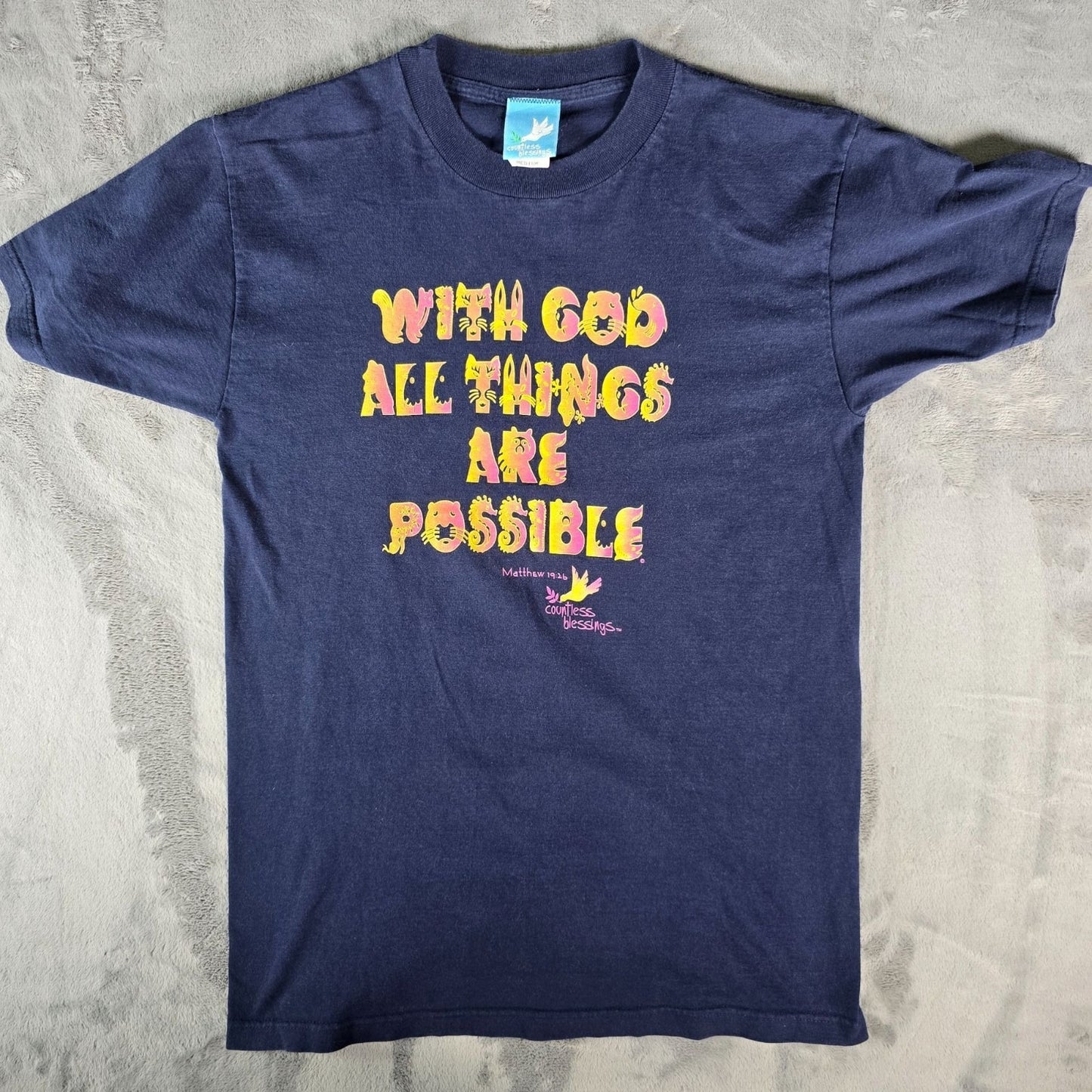 Vintage 1990s Countless Blessings "With God All Things Are Possible" T-Shirt (M)