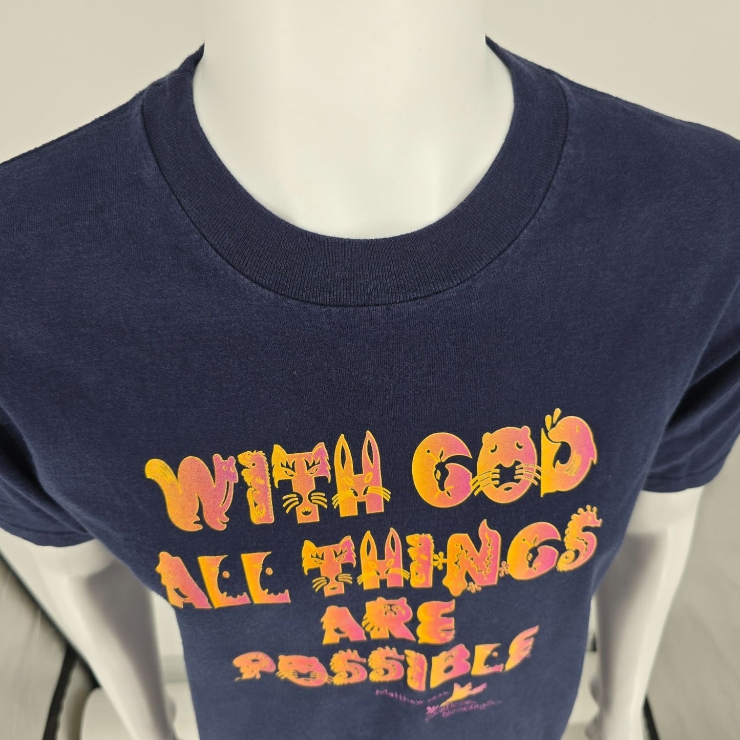 Vintage 1990s Countless Blessings "With God All Things Are Possible" T-Shirt (M)