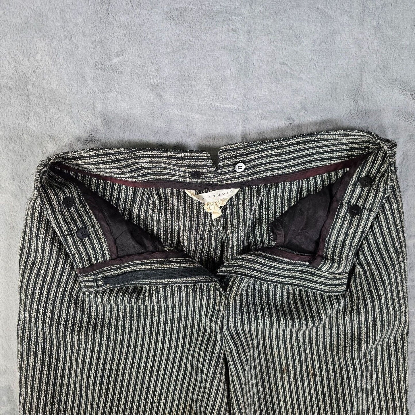 Vintage 1990s Max Studio Made in USA Textured Striped Trousers (Size 10) *Flawed