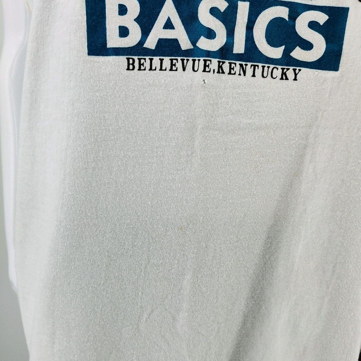 Vintage 1990s Made in USA "Body Basics Bellevue, Kentucky" White Tank Top (M)