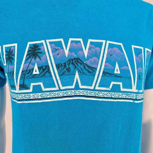 Vintage 1980s Hanes Beefy-T IHB Surf Style Hawaii Graphic Souvenir T-Shirt (S)