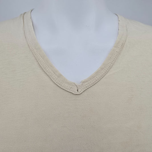 Distressed Vintage 1960s Fruit of the Loom Blank V-Neck Undershirt/T-Shirt (M/L)