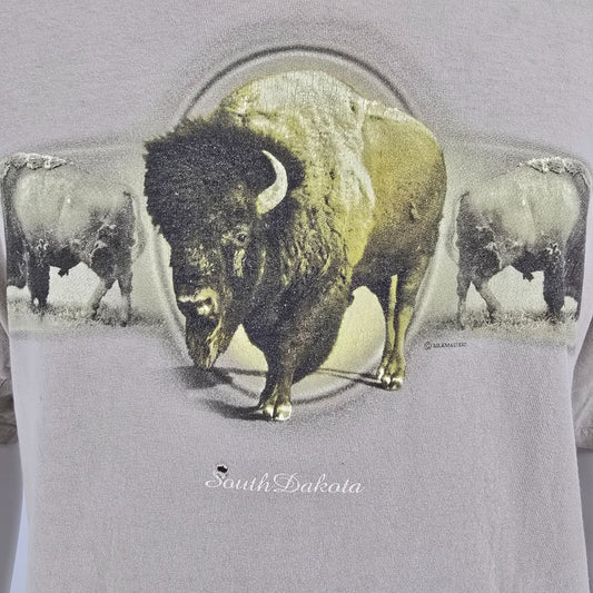 Vintage 2000s Anvil Silkmasters South Dakota Bison Wildlife T-Shirt (2XL)