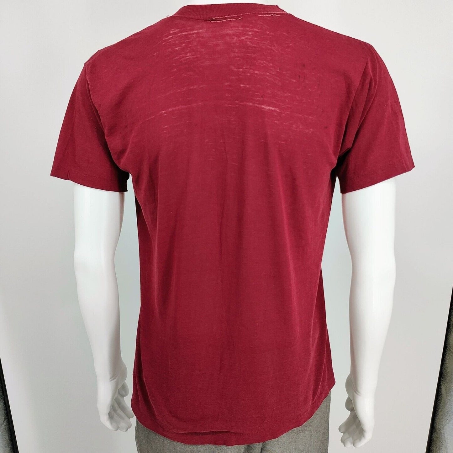 Vintage Red Single Stitch Blank Crewneck Short Sleeve T-Shirt (M) *Thrashed*