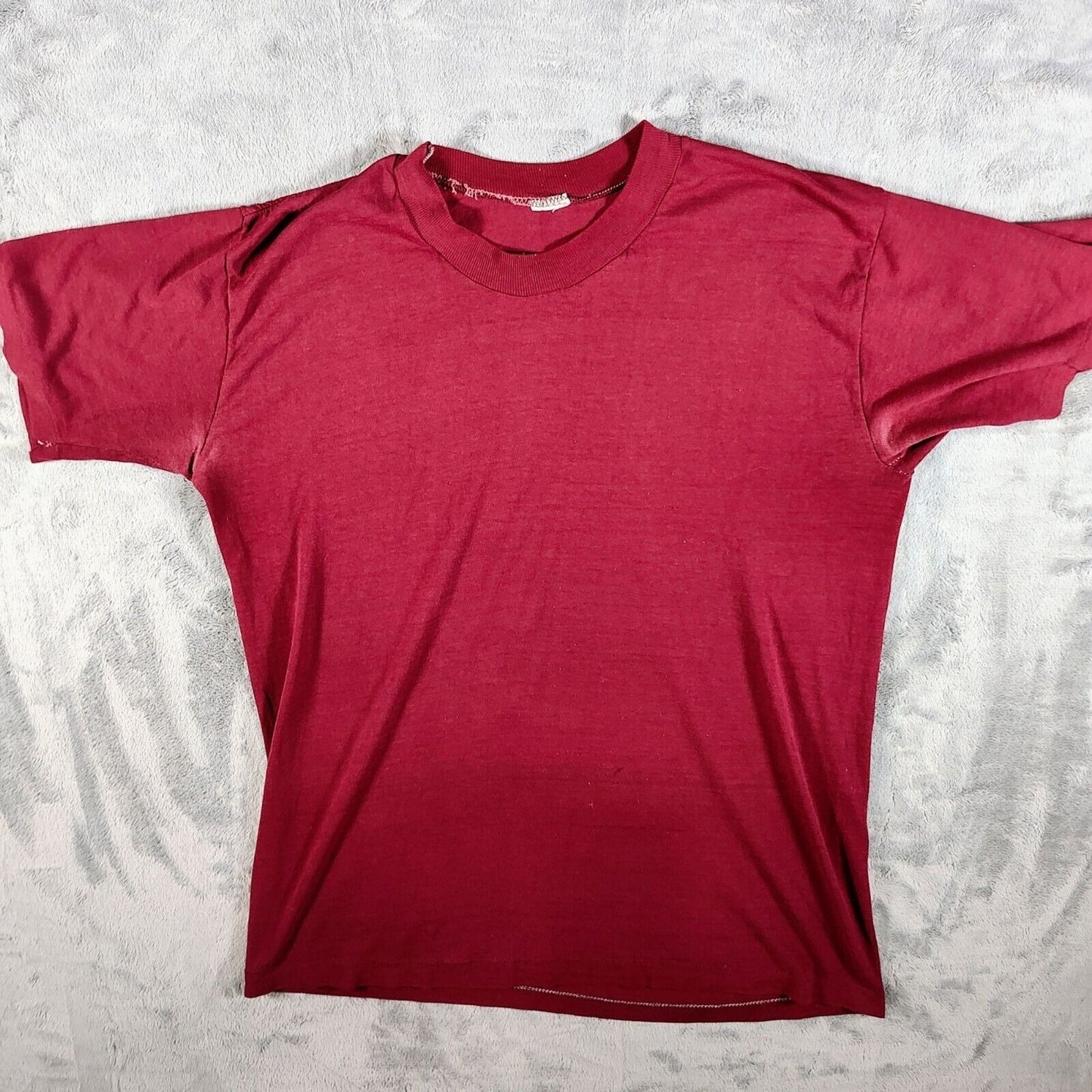 Vintage Red Single Stitch Blank Crewneck Short Sleeve T-Shirt (M) *Thrashed*