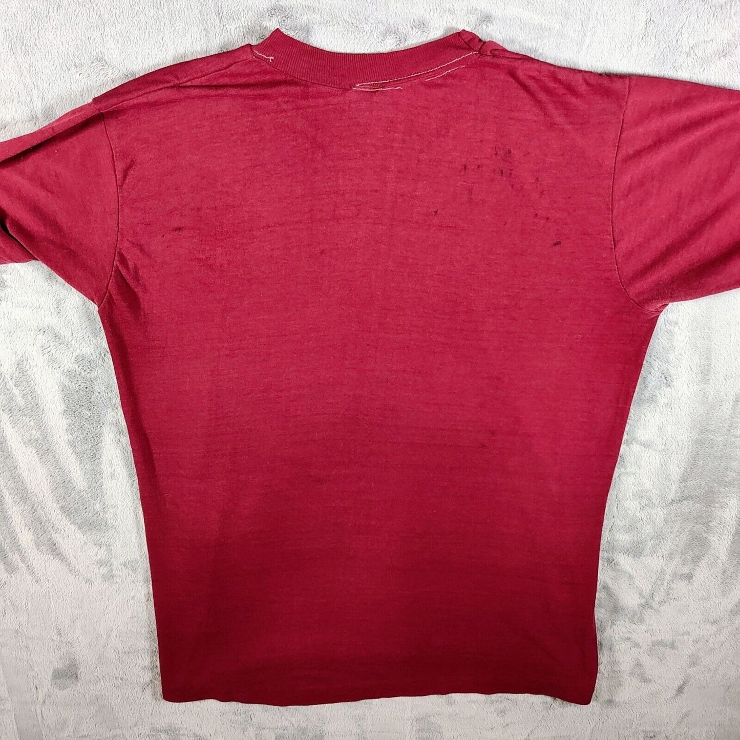Vintage Red Single Stitch Blank Crewneck Short Sleeve T-Shirt (M) *Thrashed*