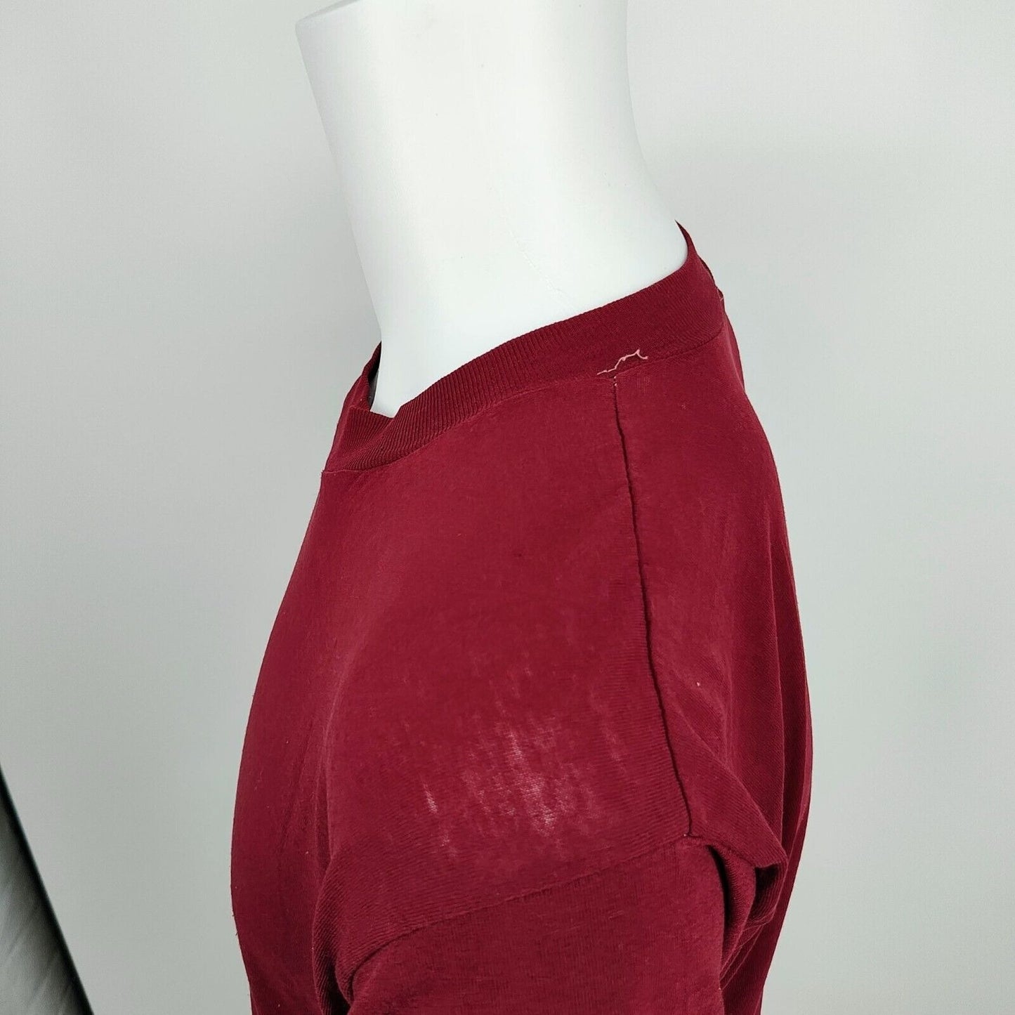 Vintage Red Single Stitch Blank Crewneck Short Sleeve T-Shirt (M) *Thrashed*