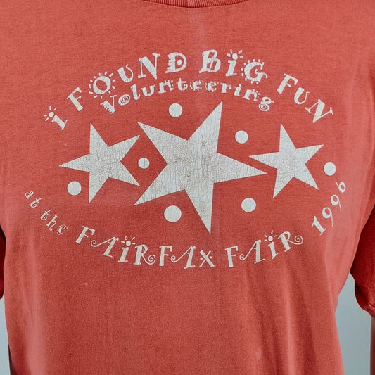 Vintage 1990s Single Stitch Fairfax Fair 1996 Volunteer Coral T-Shirt (XL)
