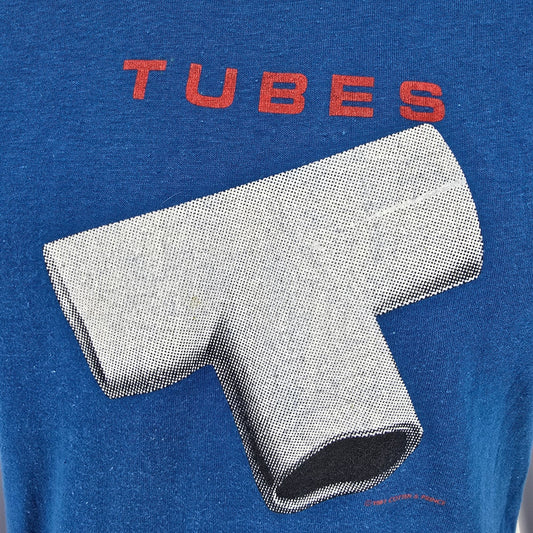 Vintage 1980s Sportswear The Tubes World Tour 1981 Blue Concert T-Shirt (M)
