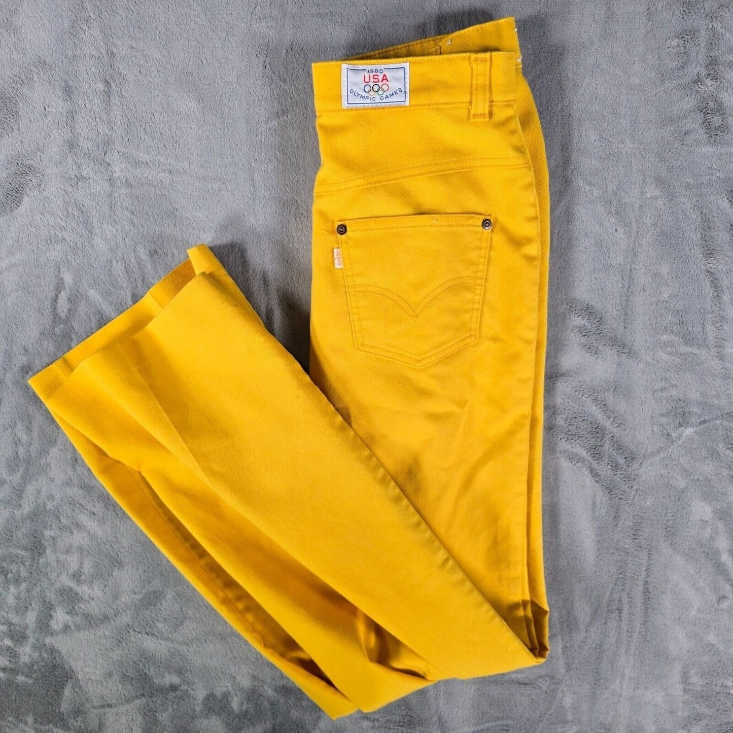Vintage Levi's 1980 Olympic Games Team USA Women's Yellow Pants (Size 6 29x32)