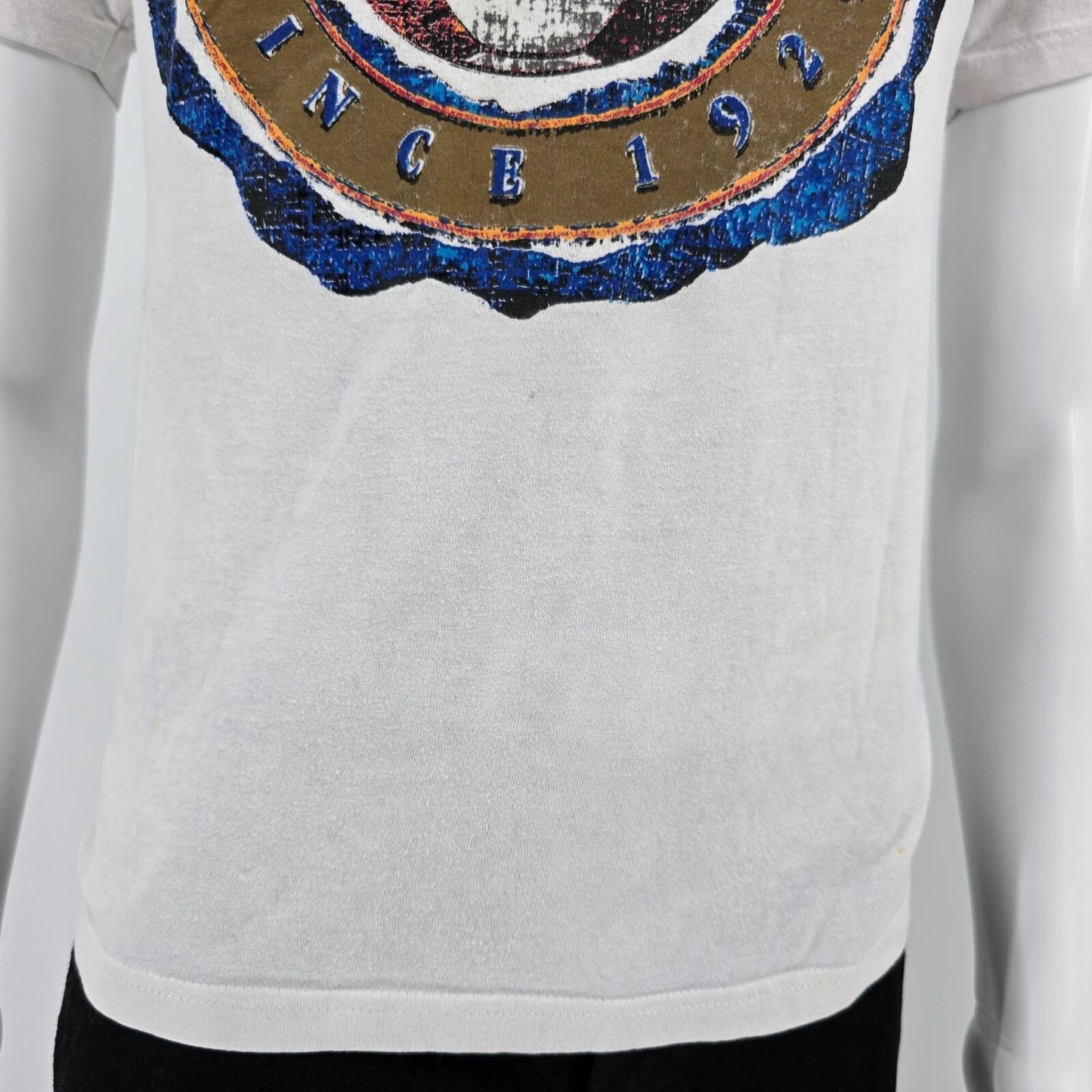 Thrashed Vintage 1990s White "Since 1924" Umbro Soccer T-Shirt (Youth Large)