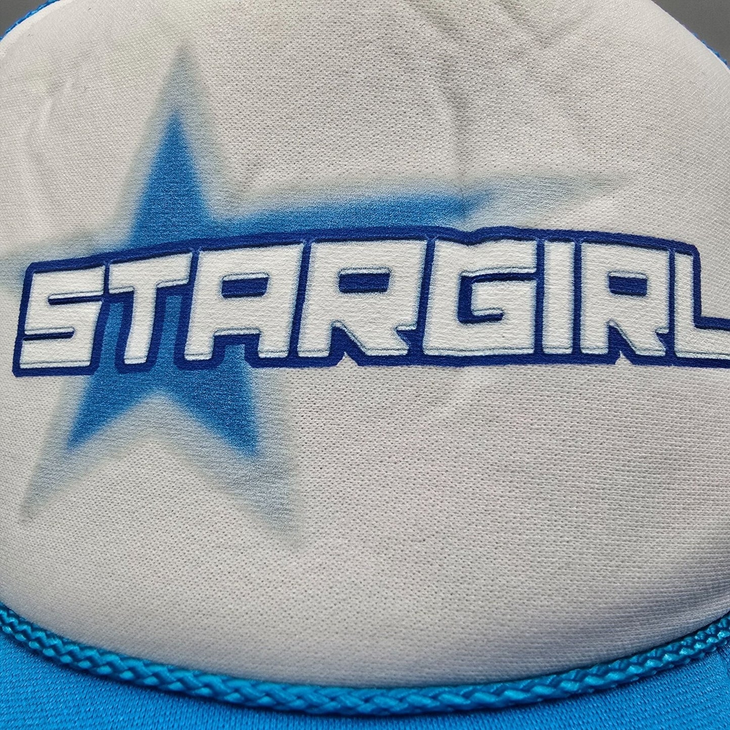 STARGIRL Blue & White Mesh-Back Snapback Otto Trucker Hat *Fair Condition