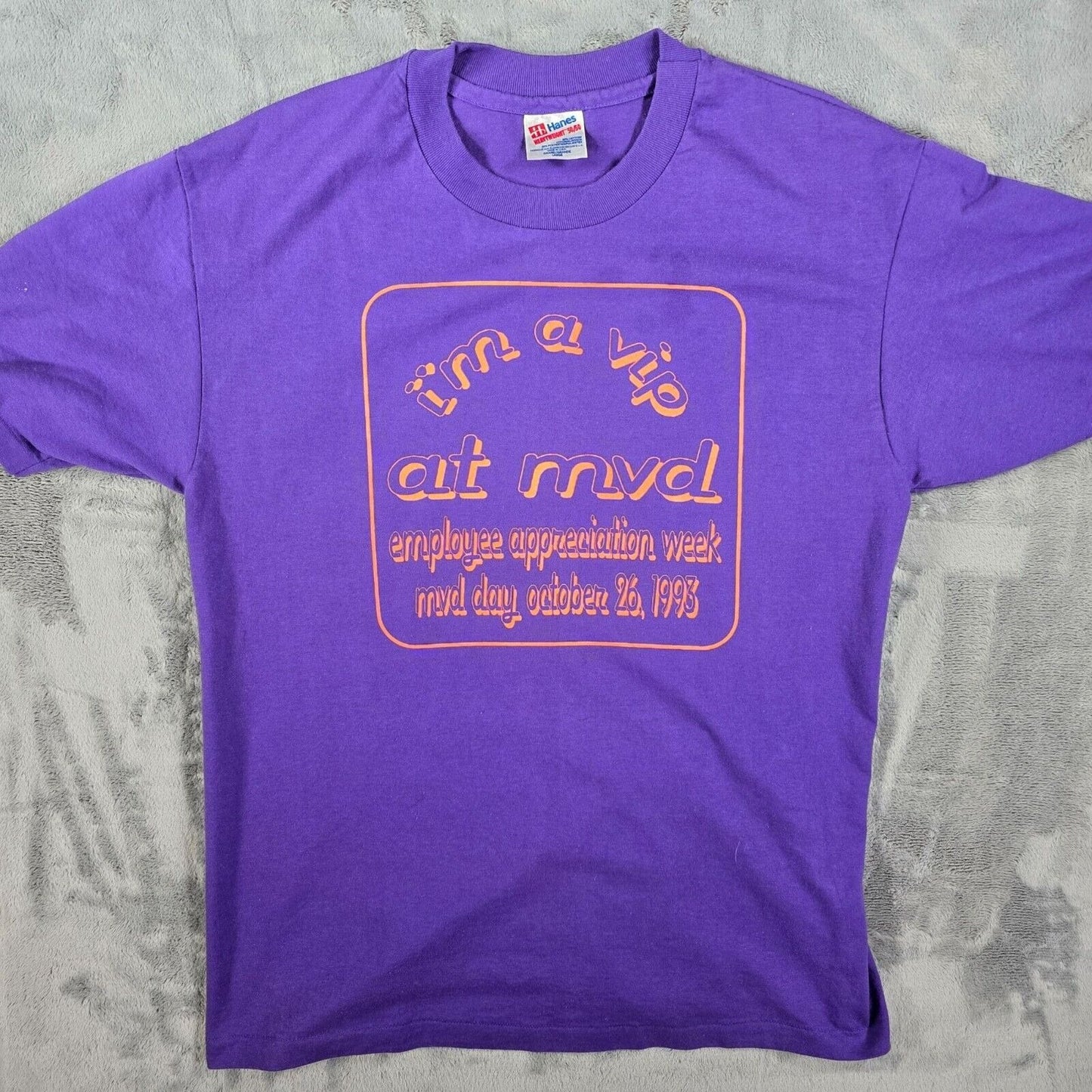 Vintage Single Stitch 1993 MVD Employee Appreciation Week Graphic T-Shirt (M)