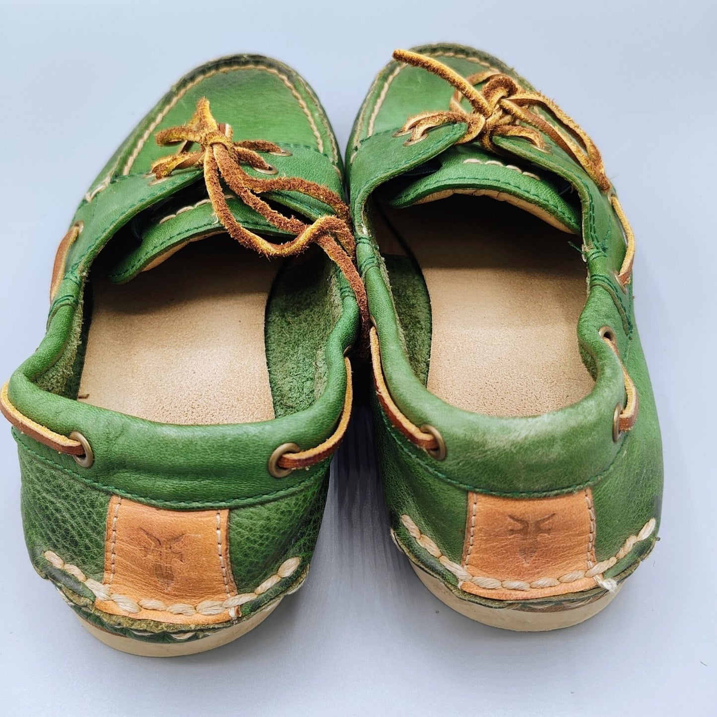 Frye "Sully" Boys Vibrant Green and Brown Leather Boat Shoes -90400 (Size 3)