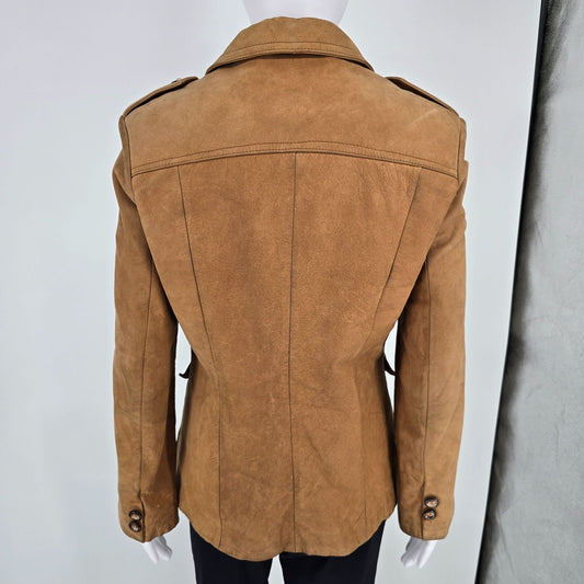 Distressed Vintage 1980s Georgetown Leather Design Leather Safari Jacket (S)