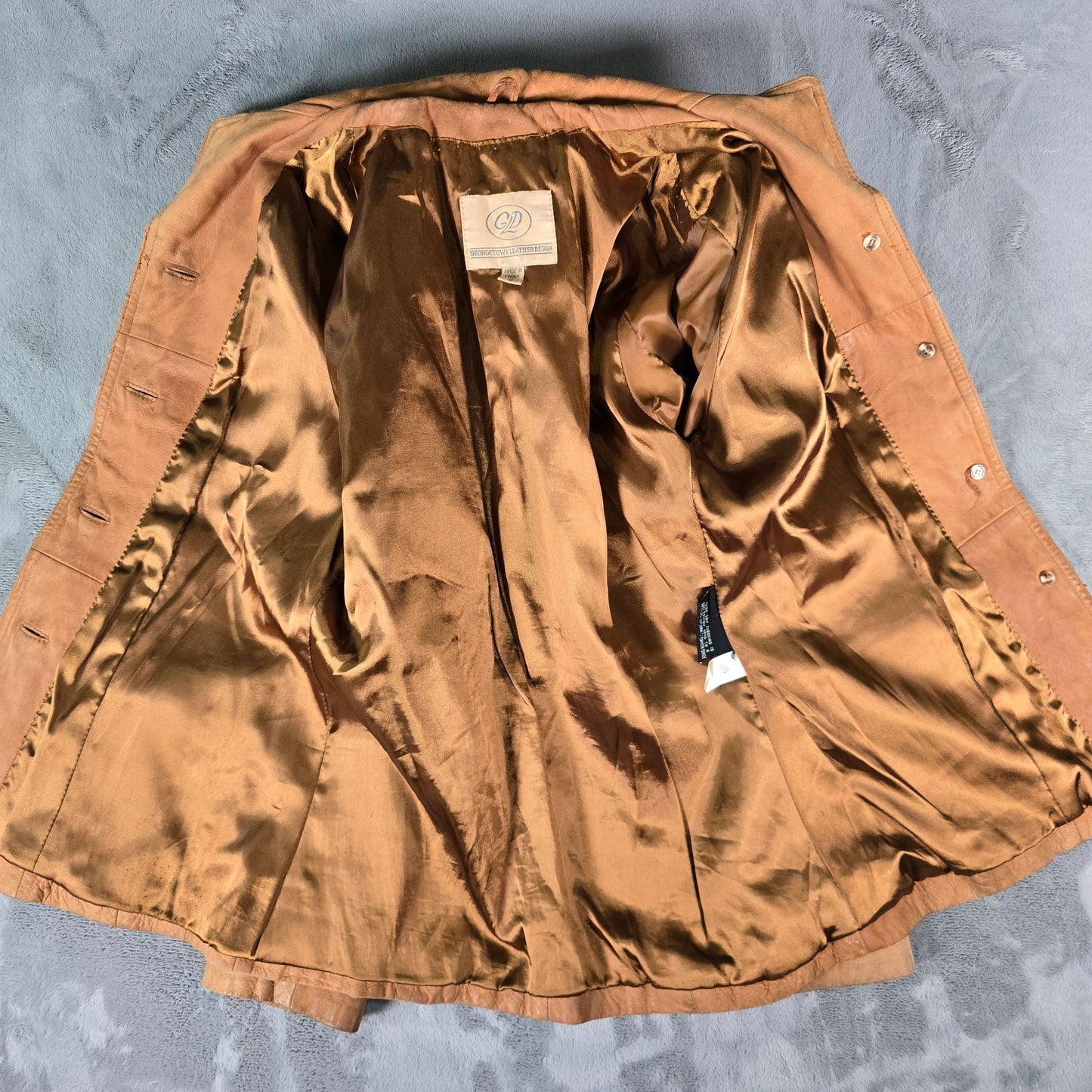 Distressed Vintage 1980s Georgetown Leather Design Leather Safari Jacket (S)
