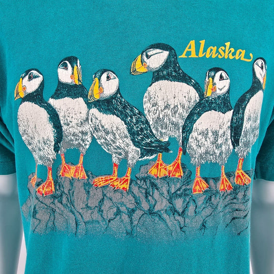 Vintage 1993 G.P. North Alaska Puffins Made in USA Single Stitch T-Shirt (L)