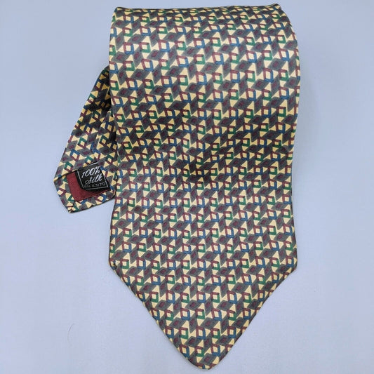 Vintage Blair Made in USA Italian Fabric Geometric Pattern 100% Silk Necktie