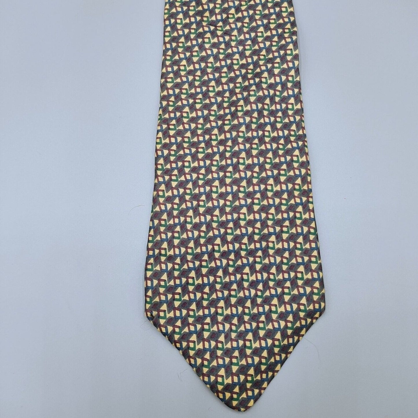 Vintage Blair Made in USA Italian Fabric Geometric Pattern 100% Silk Necktie