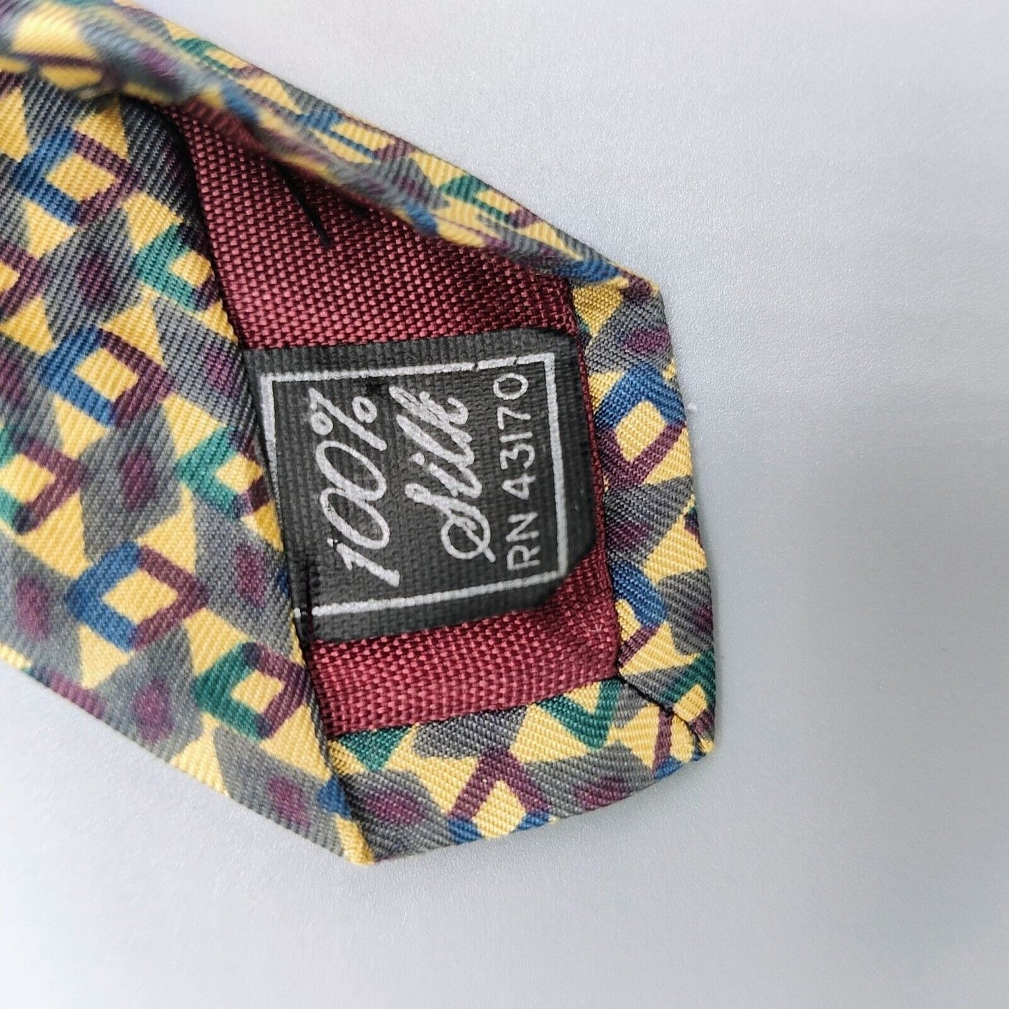 Vintage Blair Made in USA Italian Fabric Geometric Pattern 100% Silk Necktie