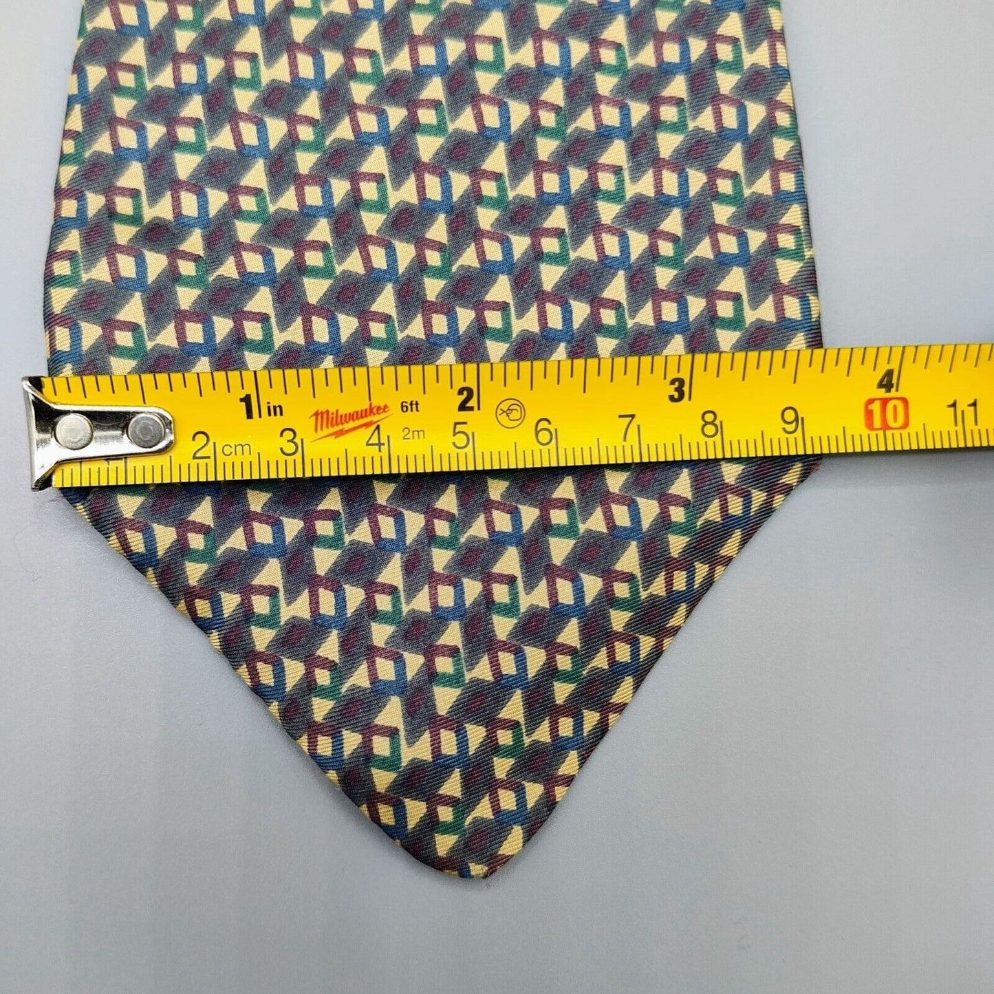 Vintage Blair Made in USA Italian Fabric Geometric Pattern 100% Silk Necktie