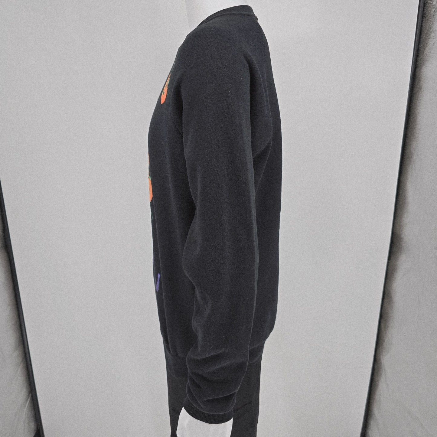 Vintage 1990s Jerzees "Boo!" Happy Halloween Cats and Pumpkins Sweatshirt (L)
