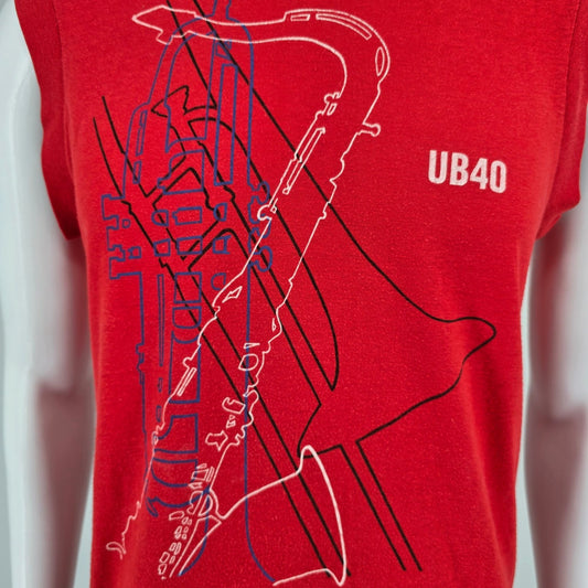 Vintage 1980s Touch of Gold UB40 Red Sleeveless Muscle Band T-Shirt (S/M)