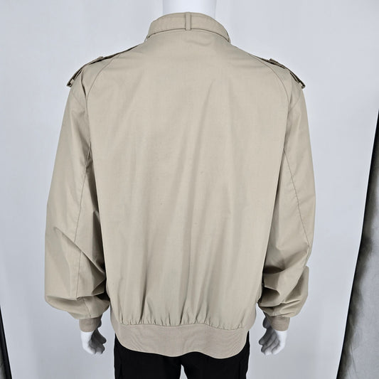 Vintage 1980s Members Only Zip-Front Beige Polycotton Racer Jacket (XL)