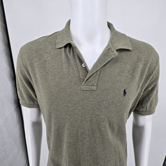 Vintage 1990s/Y2K Polo Ralph Lauren Olive Green Cotton Polo Shirt (Medium)