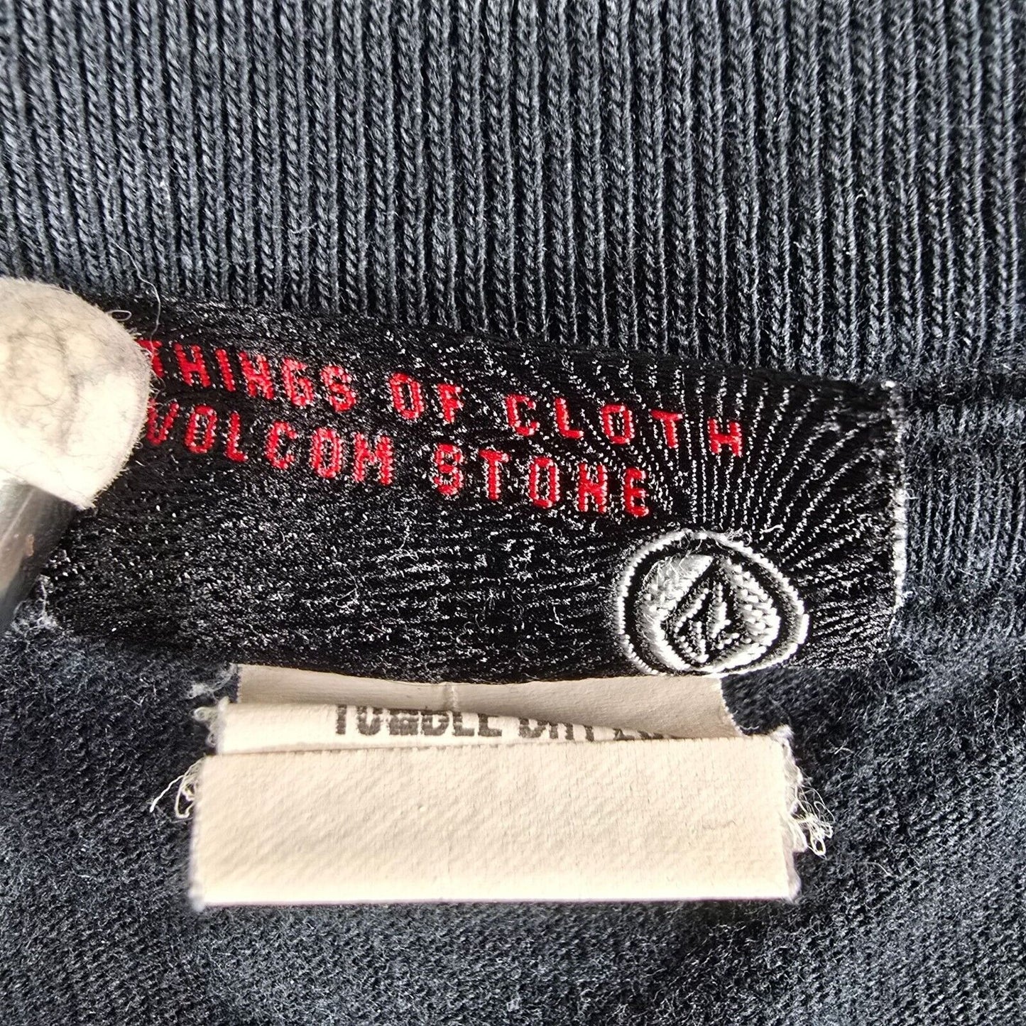 Vintage Y2K Volcom Cut and Sew Patch Logo Mens Black Graphic T-Shirt (M)