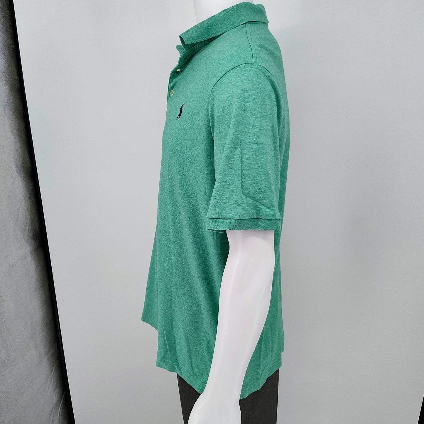 Polo Ralph Lauren Classic Fit Soft Touch Green Jersey Polo Blue Logo (Large)