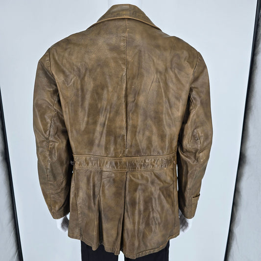 Vintage 1970s "The Gay Blade" Leather Safari Field Jacket (M/L) *Missing Buttons