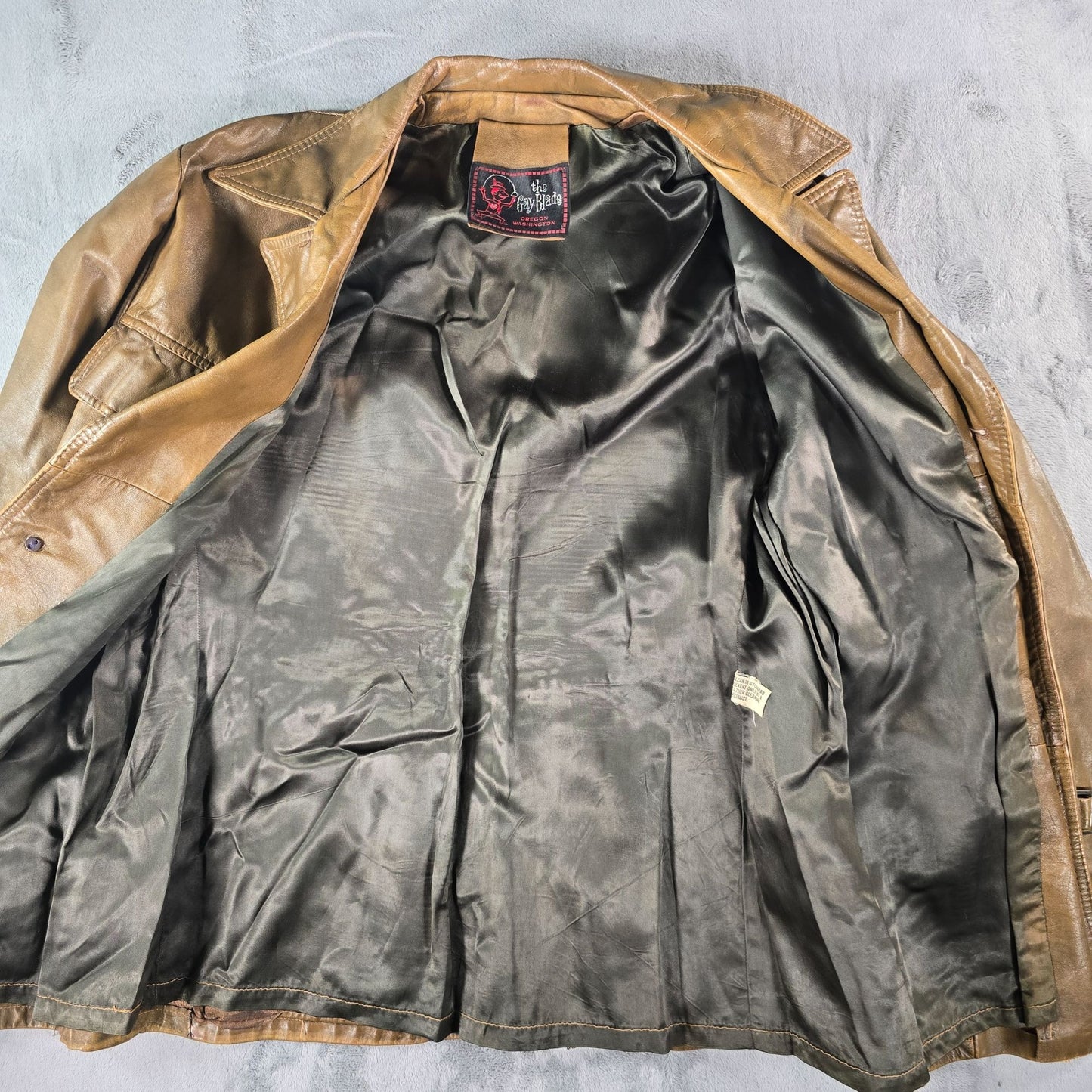 Vintage 1970s "The Gay Blade" Leather Safari Field Jacket (M/L) *Missing Buttons