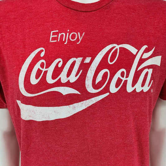 2017 Mad Engine Enjoy Coca-Cola Retro Logo Red Polycotton Graphic T-Shirt (L)