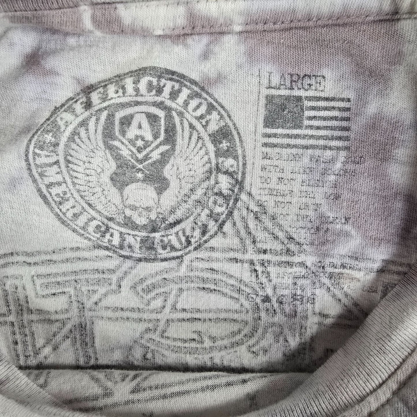 Affliction American Customs Ursa Major White/ Light Grey Ice Wash T-Shirt (L)