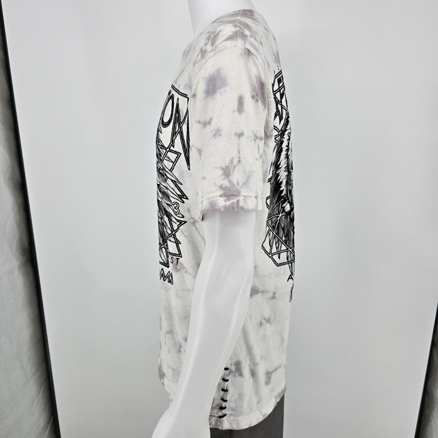 Affliction American Customs Ursa Major White/ Light Grey Ice Wash T-Shirt (L)