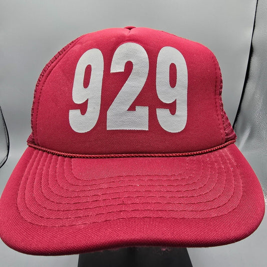 Vintage 1990s Distressed 929 Area Code Red Otto Snapback Mesh Back Trucker Hat