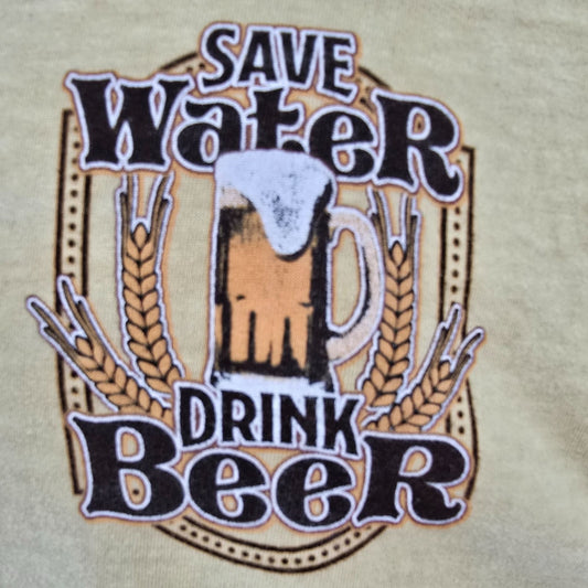 2023 Crazy Shirts "Save Water Drink Beer" Beer-Dyed Graphic T-Shirt (M)