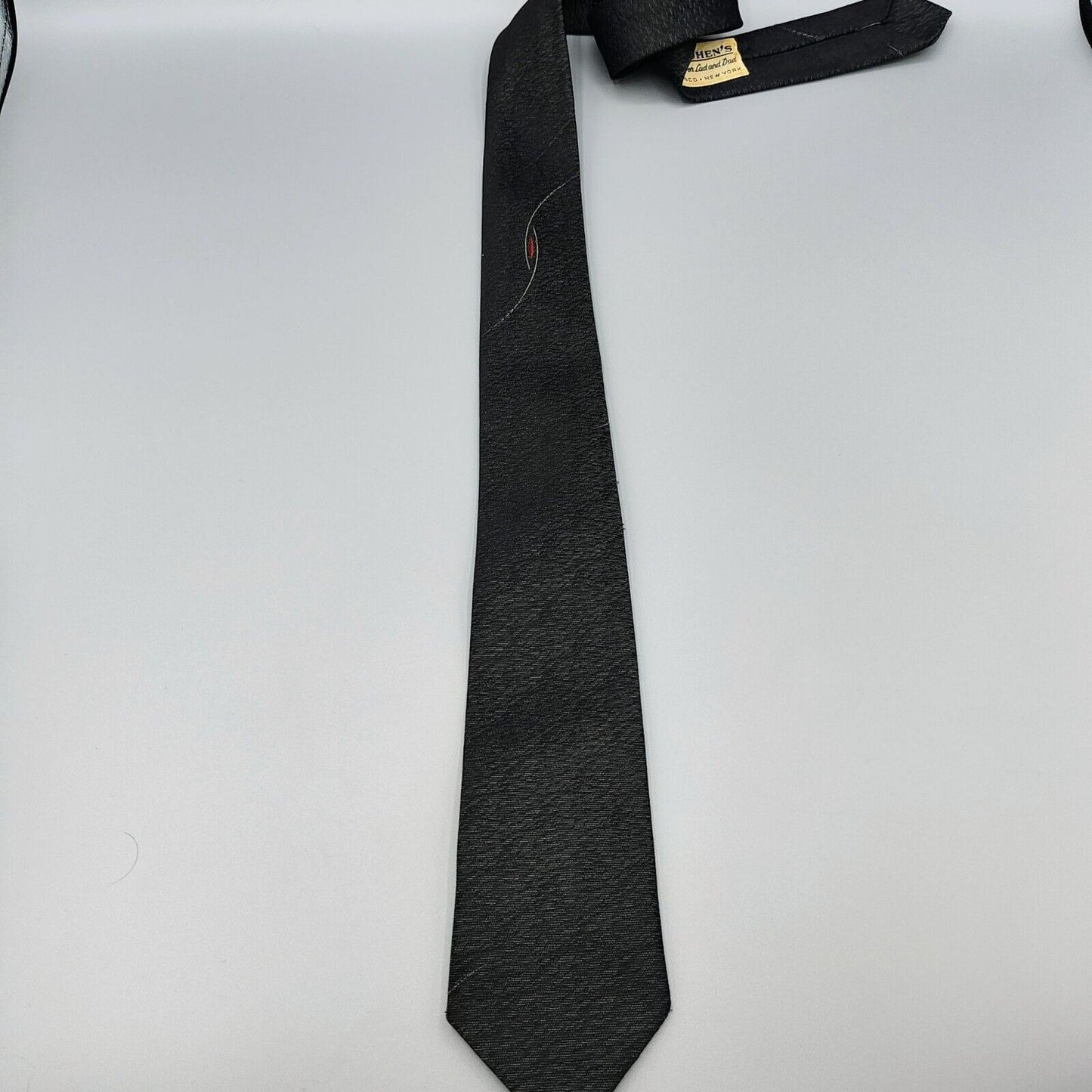 Vintage 1950s/1960s? "Cohen's For Lad and Dad" Black Patterned Skinny Necktie