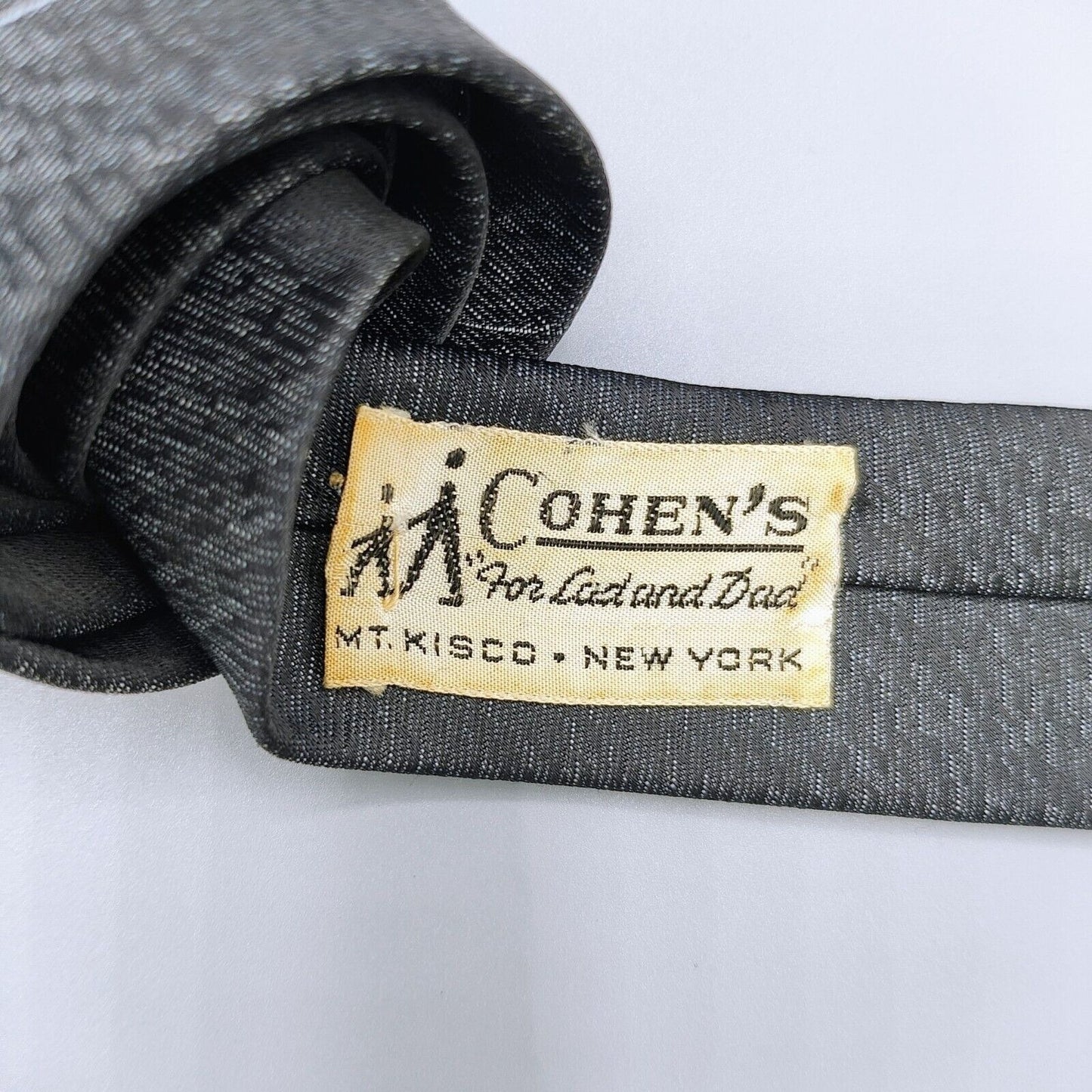 Vintage 1950s/1960s? "Cohen's For Lad and Dad" Black Patterned Skinny Necktie