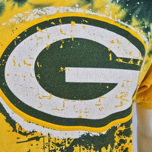 2010s NFL Team Apparel Green Bay Packers Tie-Dye Distressed Logo T-Shirt (M/L)