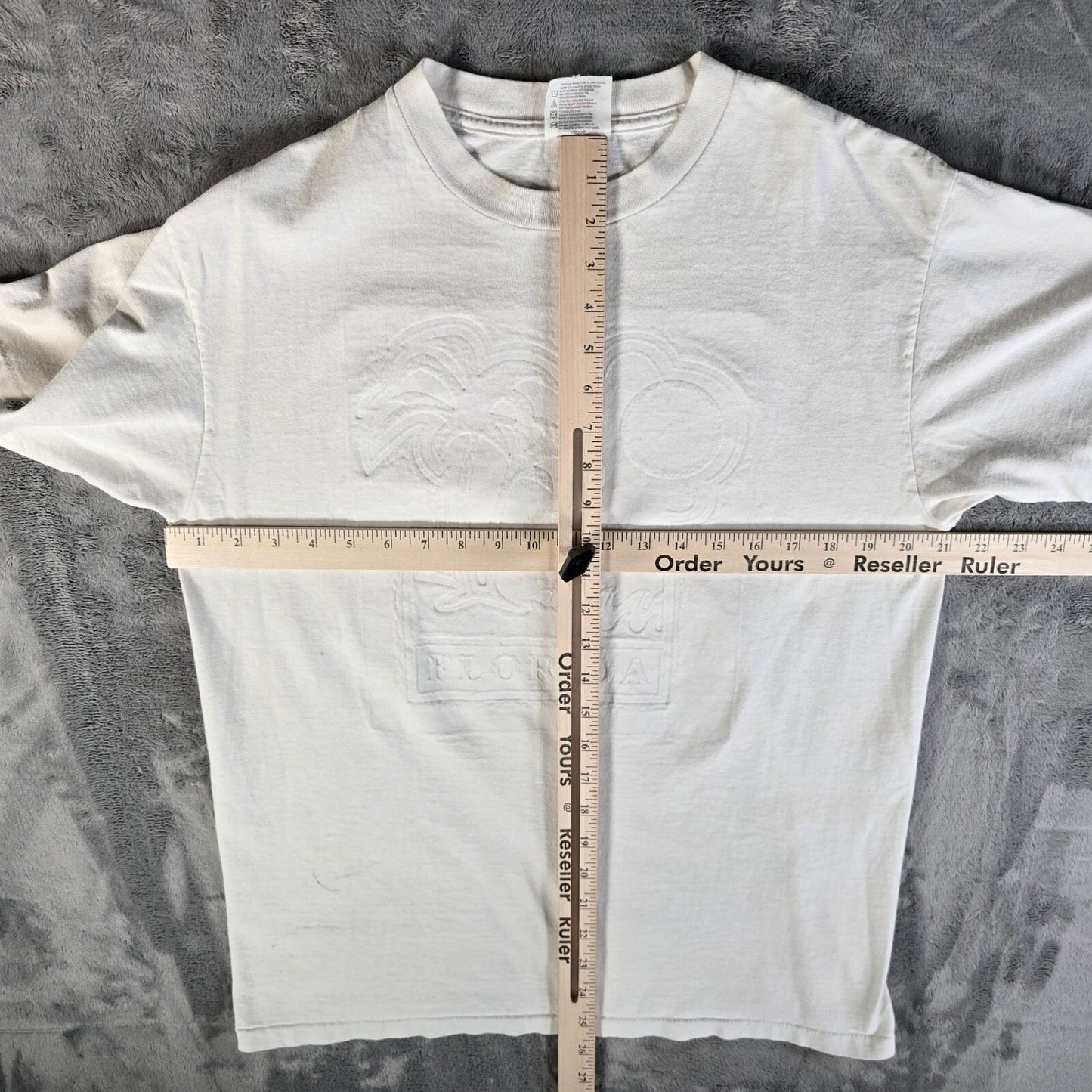 Vintage 1990s PowerPro by Oneita White Florida Embossed Graphic T-Shirt (L)