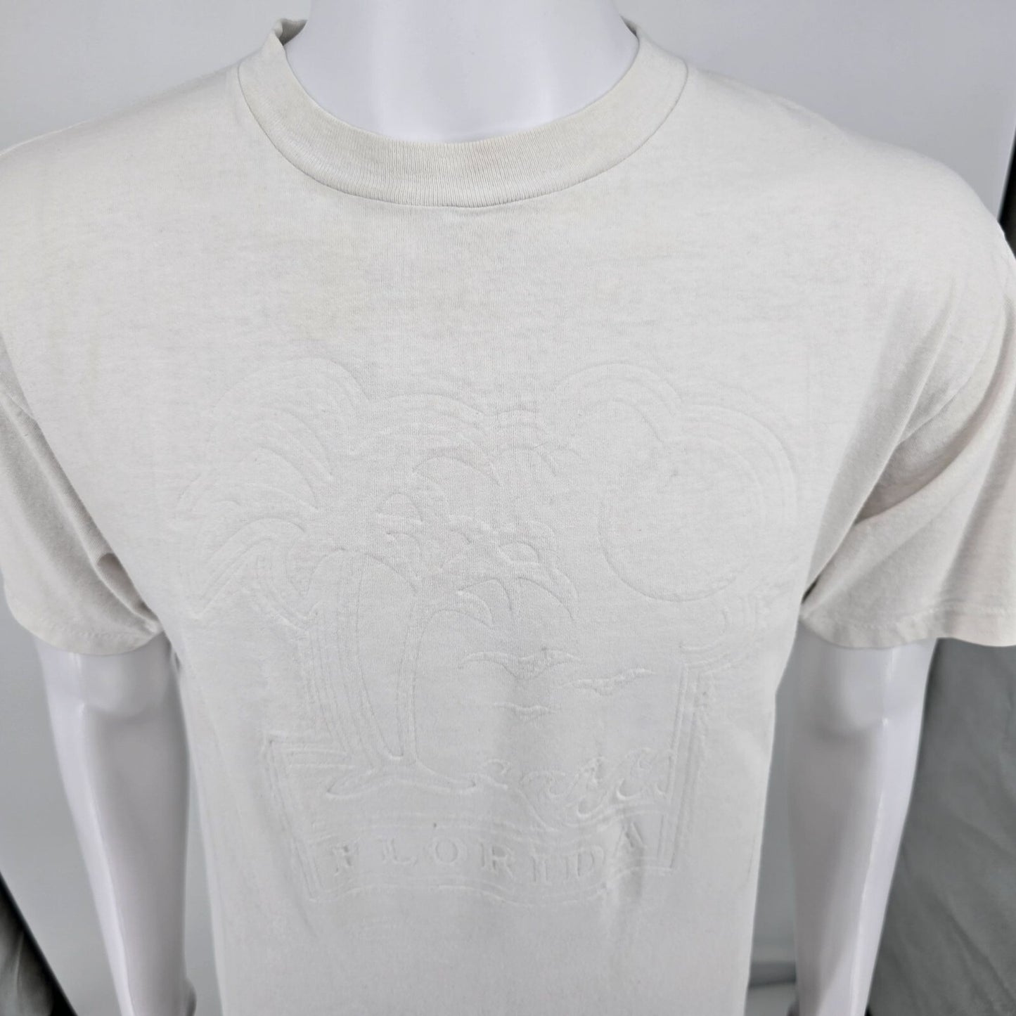 Vintage 1990s PowerPro by Oneita White Florida Embossed Graphic T-Shirt (L)
