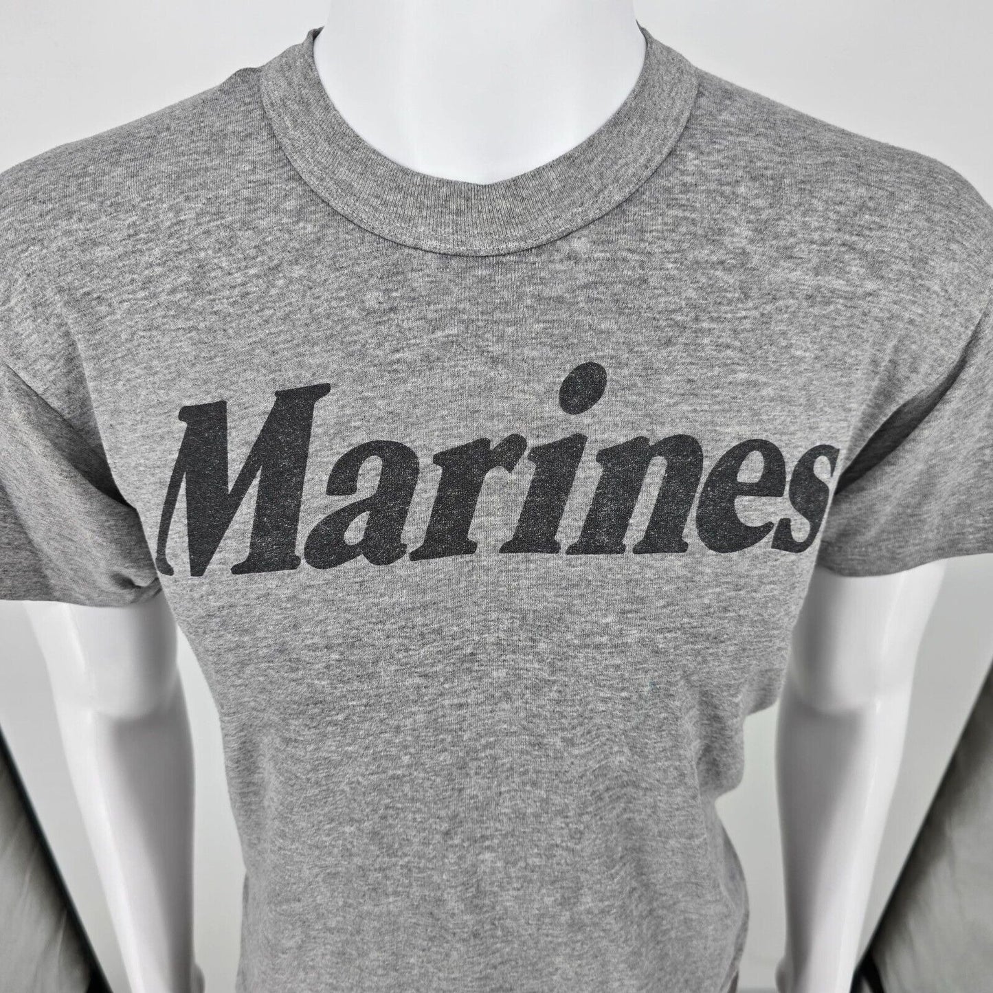 Vintage 1980s/1990s USMC "Marines" Single Stitch Gray Short Sleeve T-Shirt (M)