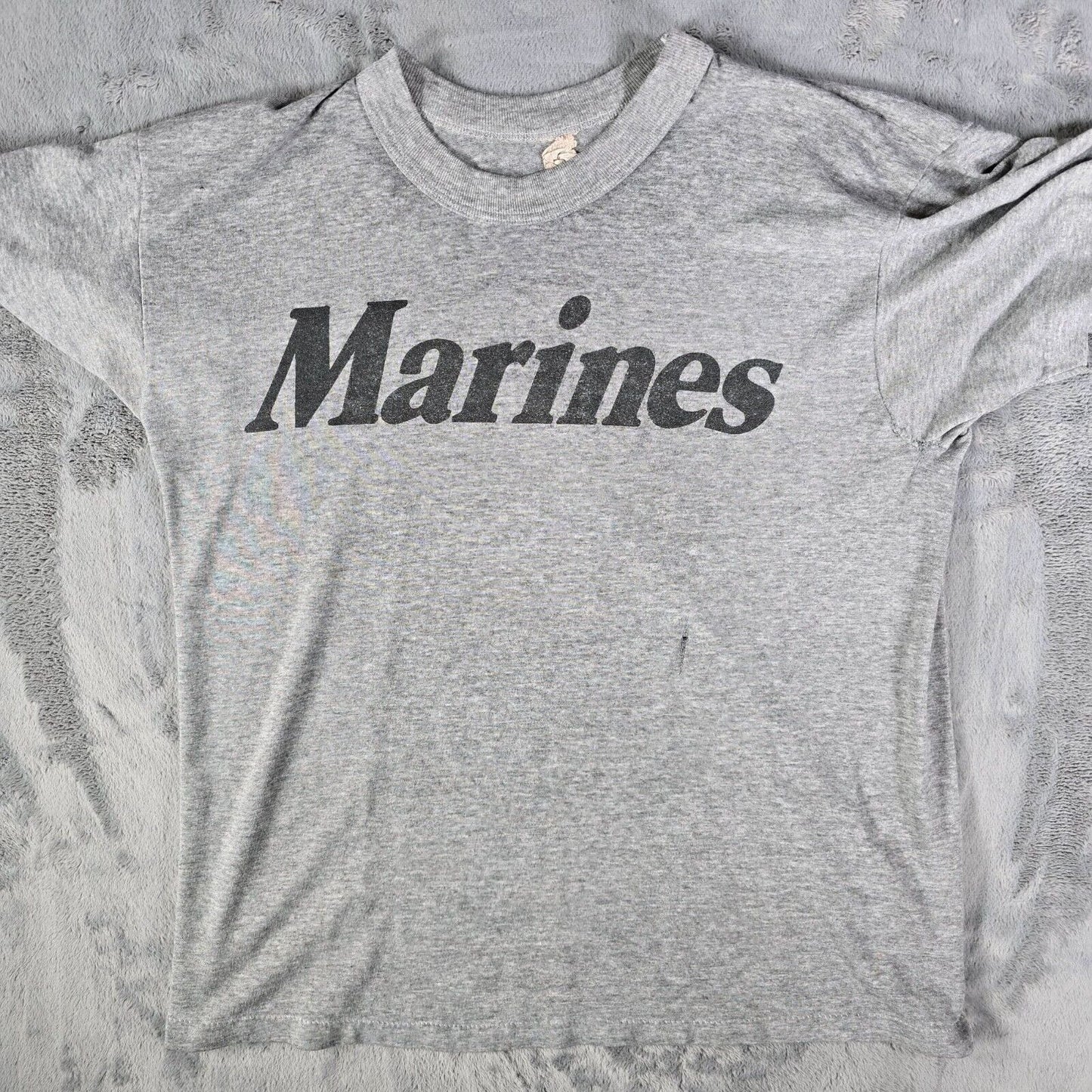 Vintage 1980s/1990s USMC "Marines" Single Stitch Gray Short Sleeve T-Shirt (M)