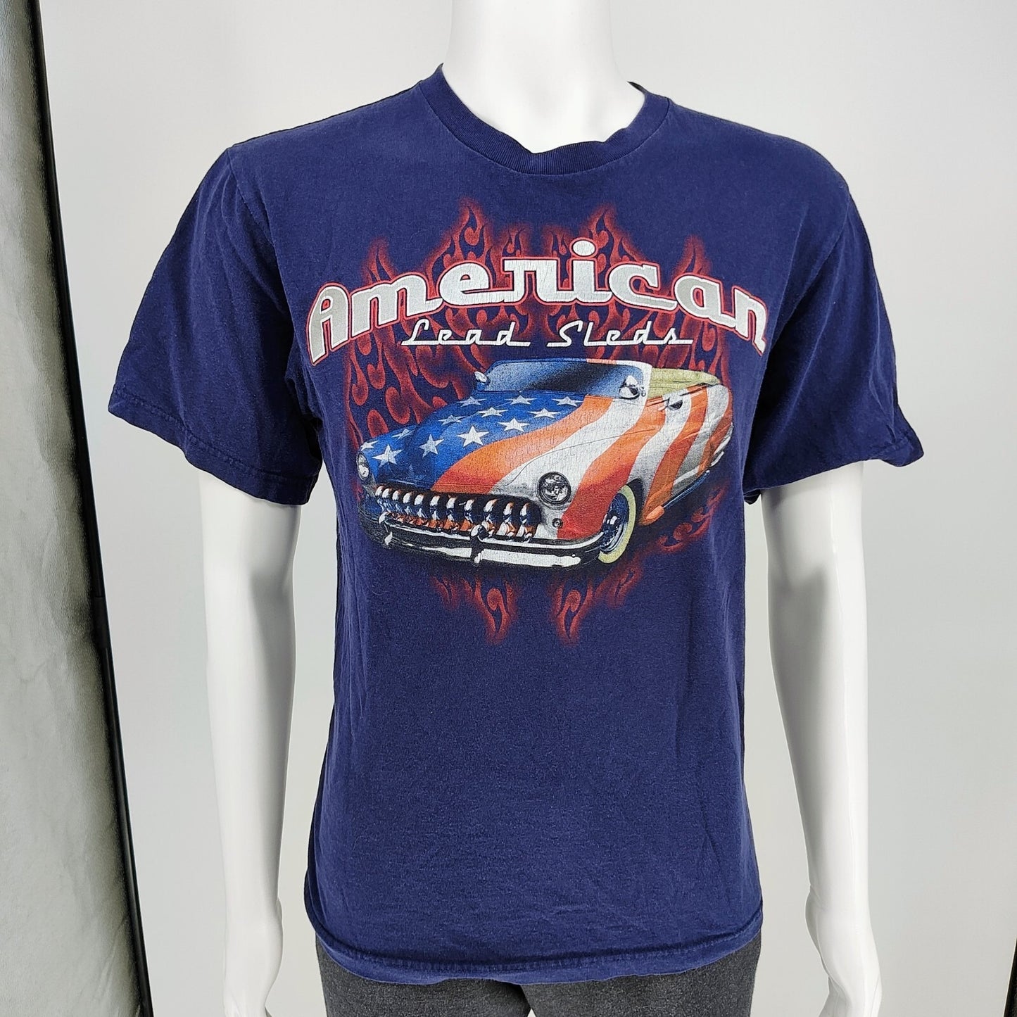 American Lead Sleds Patriotic Mercury Hot Rod Classic Car T-Shirt (Medium)
