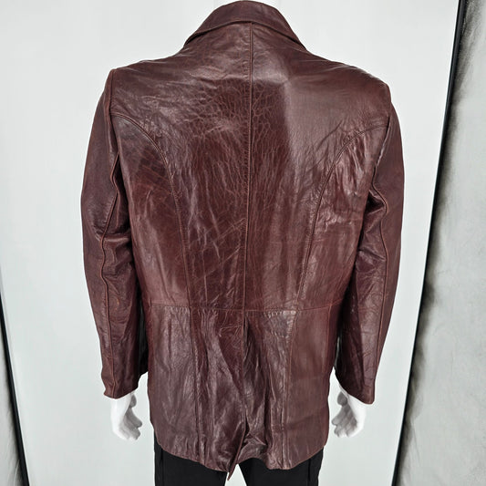 Vintage 1980s Berman's Oxblood Aniline Leather Sport Coat/Blazer Jacket (42)