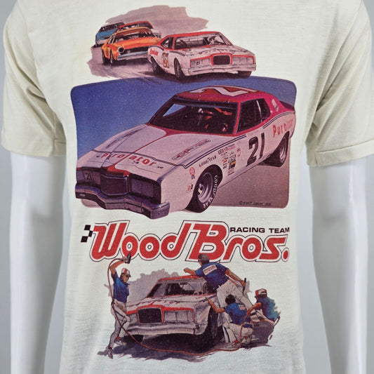 Vintage 1970s Wood Bros. Racing Team NASCAR #21 David Pearson T-Shirt (M)